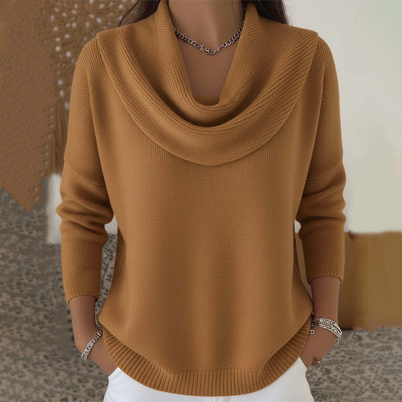 Mirelia - Draped Cowl Neck Sweater