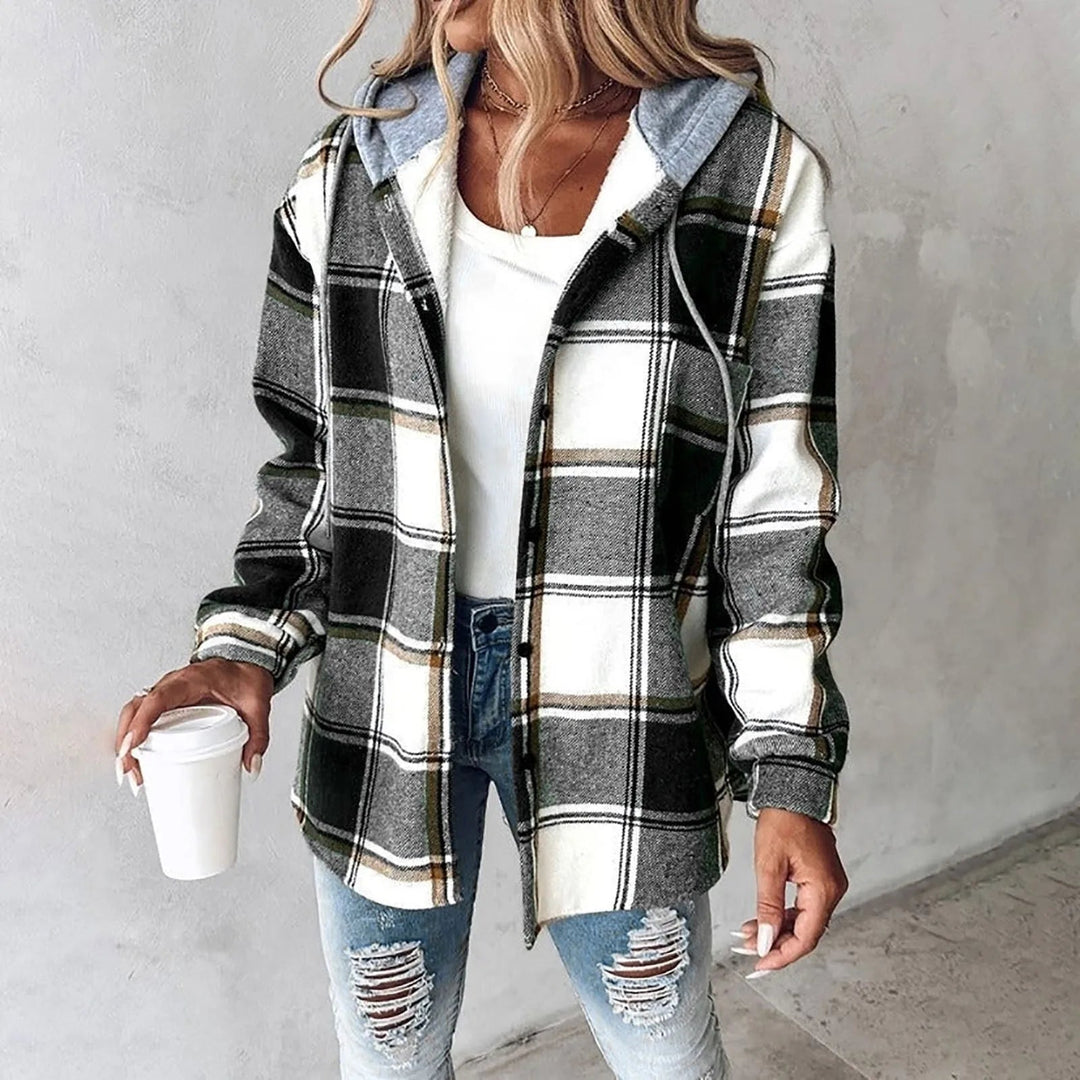 Marla - Plaid Layered Hooded Shirt Jacket