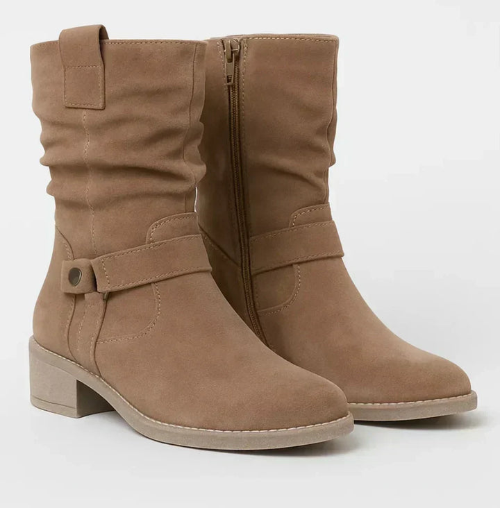 Calluna - Soft-Touch Block-Heel Mid-Calf Boots