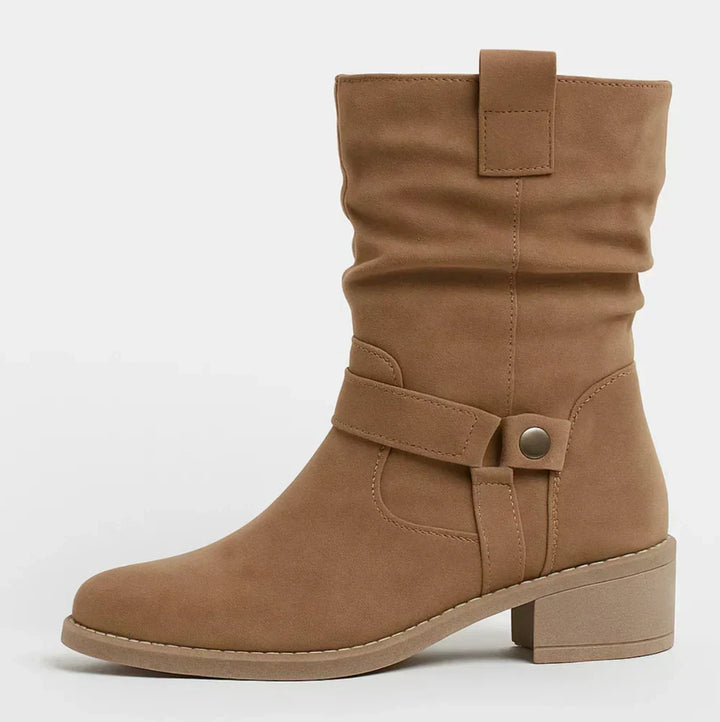 Calluna - Soft-Touch Block-Heel Mid-Calf Boots