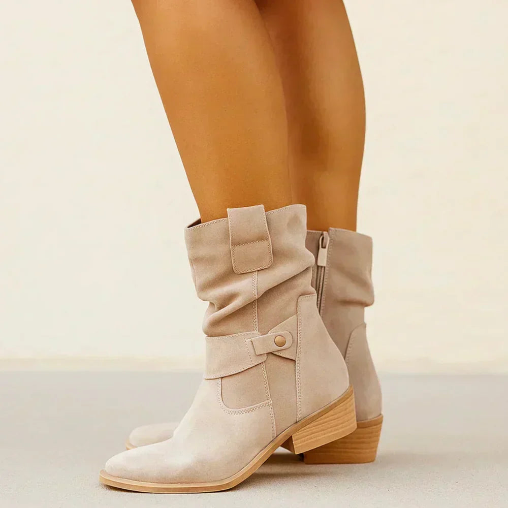 Calluna - Soft-Touch Block-Heel Mid-Calf Boots