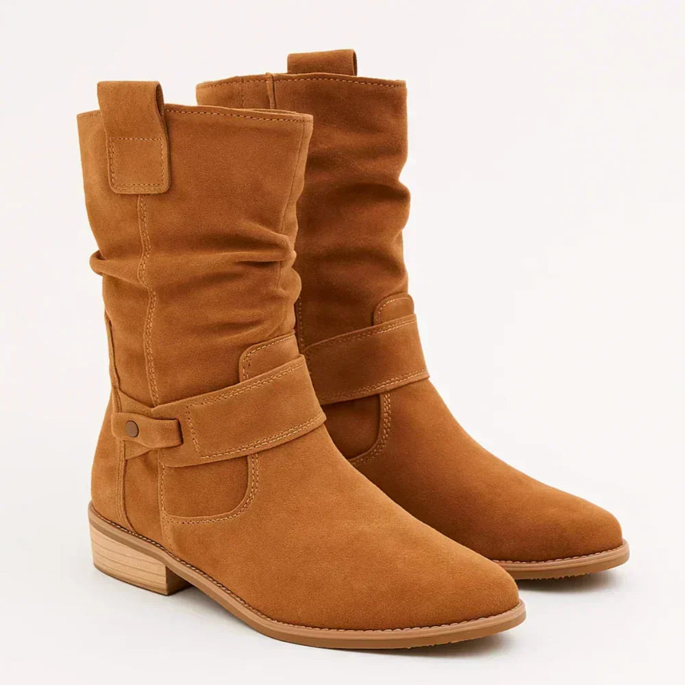 Calluna - Soft-Touch Block-Heel Mid-Calf Boots