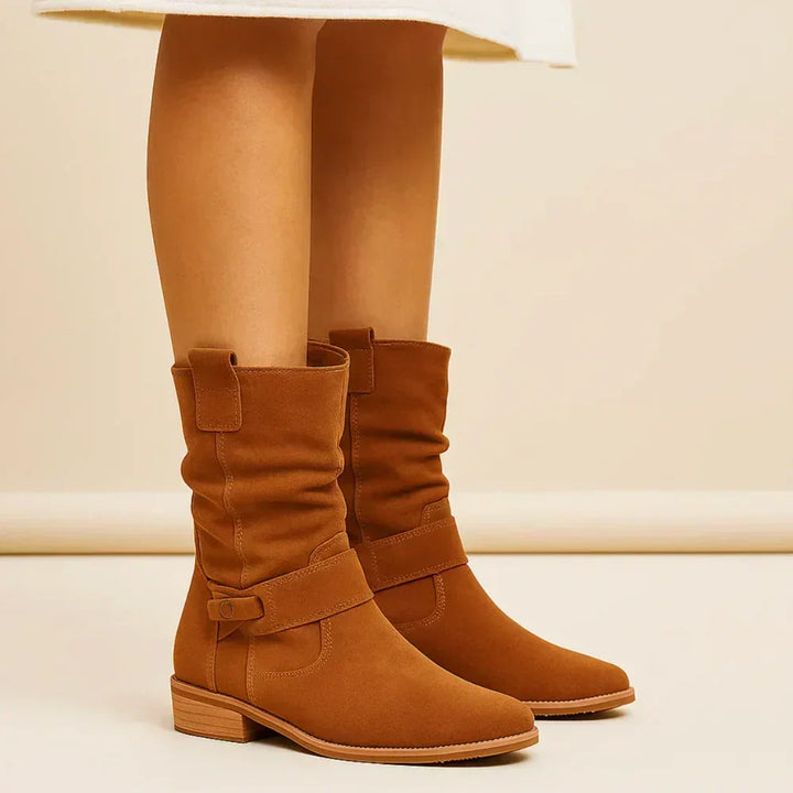 Calluna - Soft-Touch Block-Heel Mid-Calf Boots