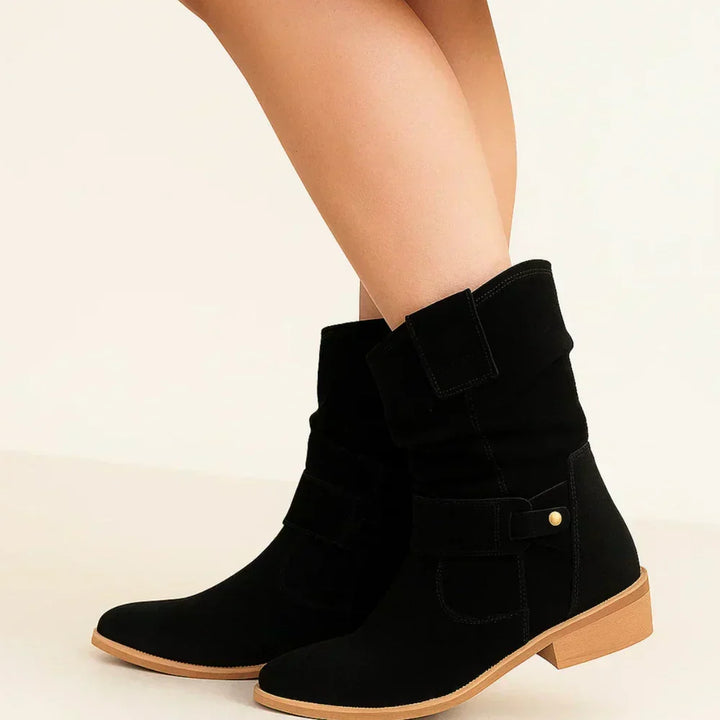 Calluna - Soft-Touch Block-Heel Mid-Calf Boots