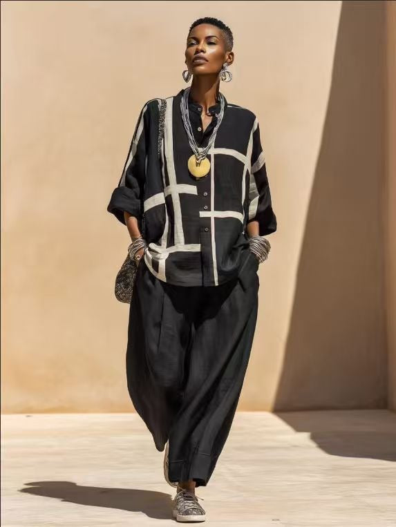 Helisanne - Casual Button Front Two Piece Set