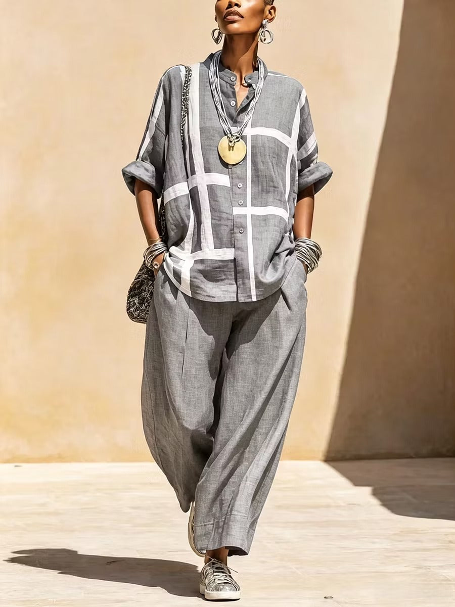 Helisanne - Casual Button Front Two Piece Set