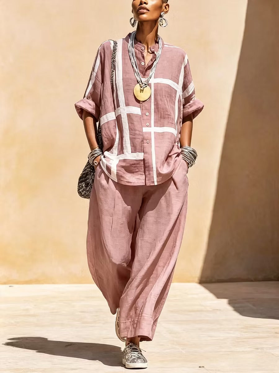 Helisanne - Casual Button Front Two Piece Set