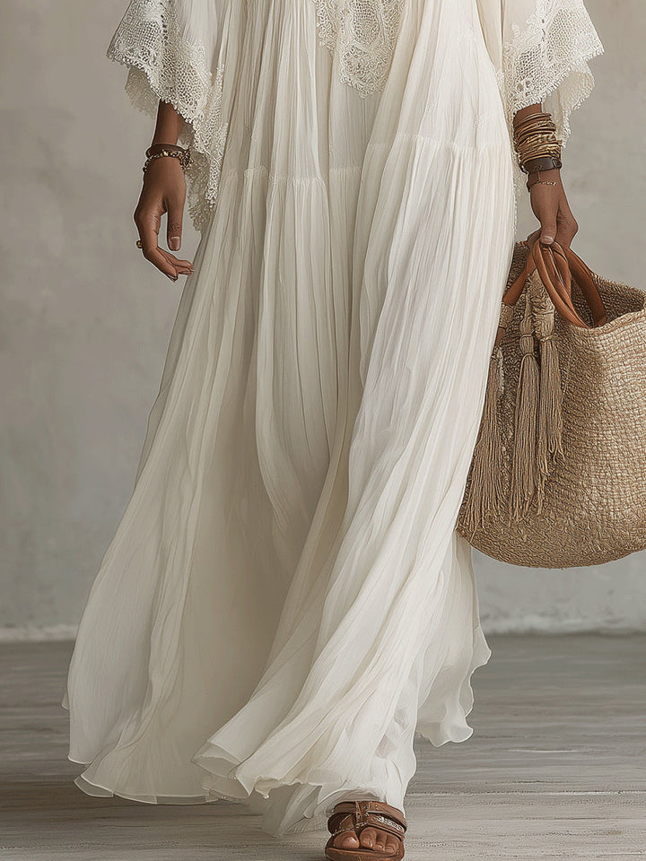 Aerinne - Airy Pleated Maxi Dress