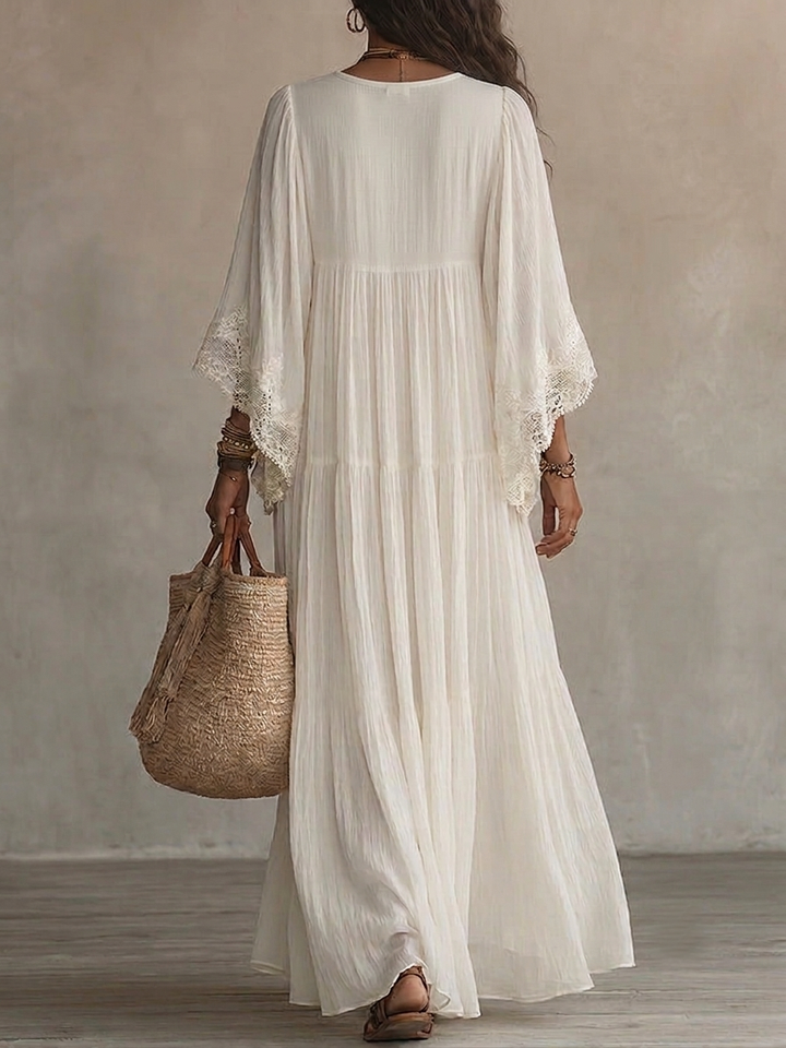 Aerinne - Airy Pleated Maxi Dress