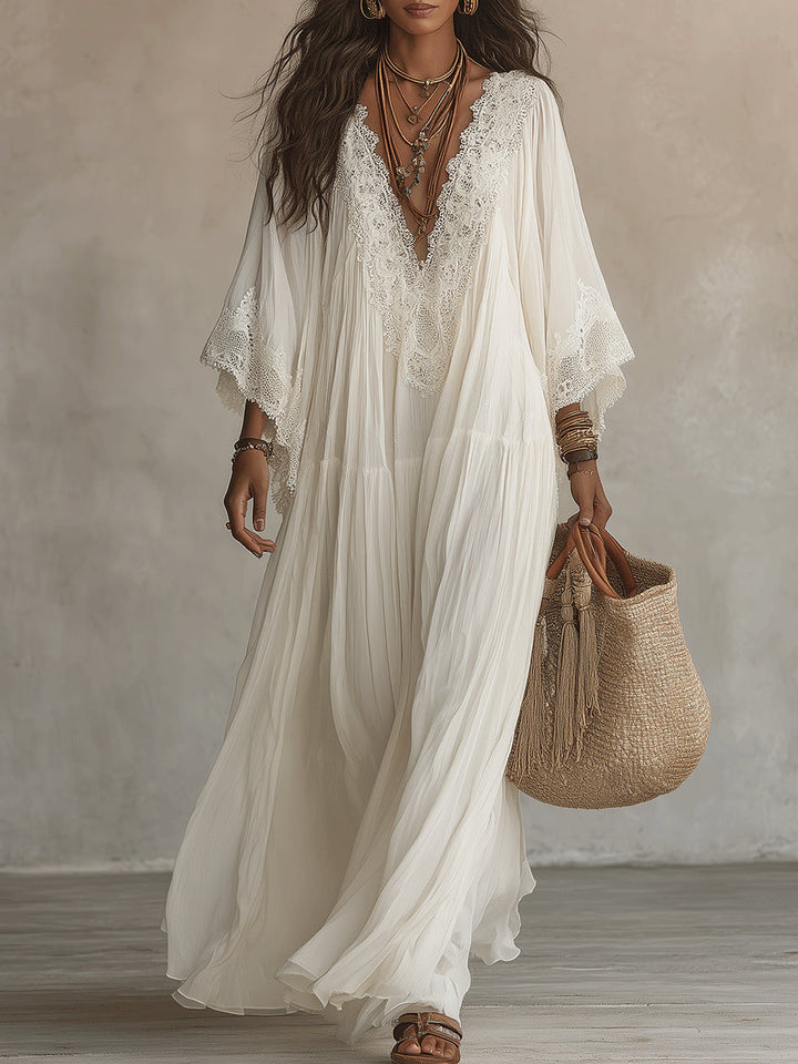 Aerinne - Airy Pleated Maxi Dress