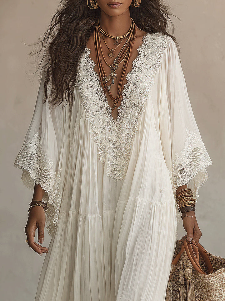 Aerinne - Airy Pleated Maxi Dress