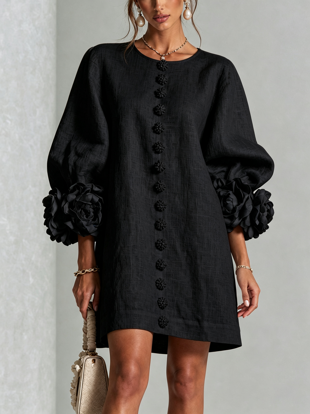 Elovienne - Textured Linen Mini Dress