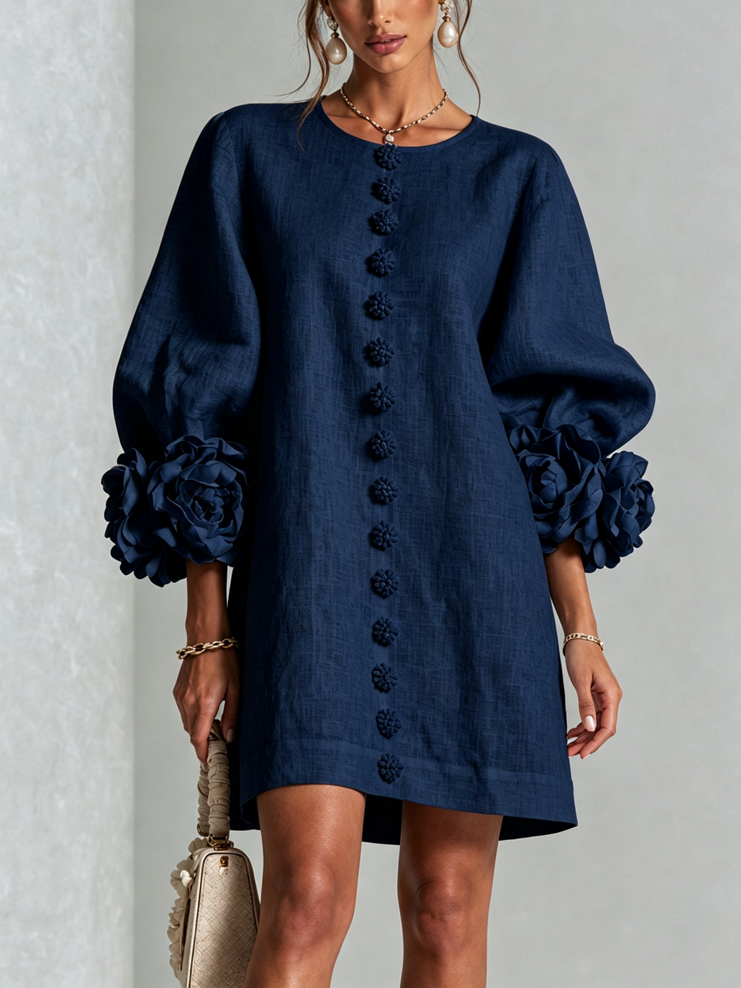 Elovienne - Textured Linen Mini Dress