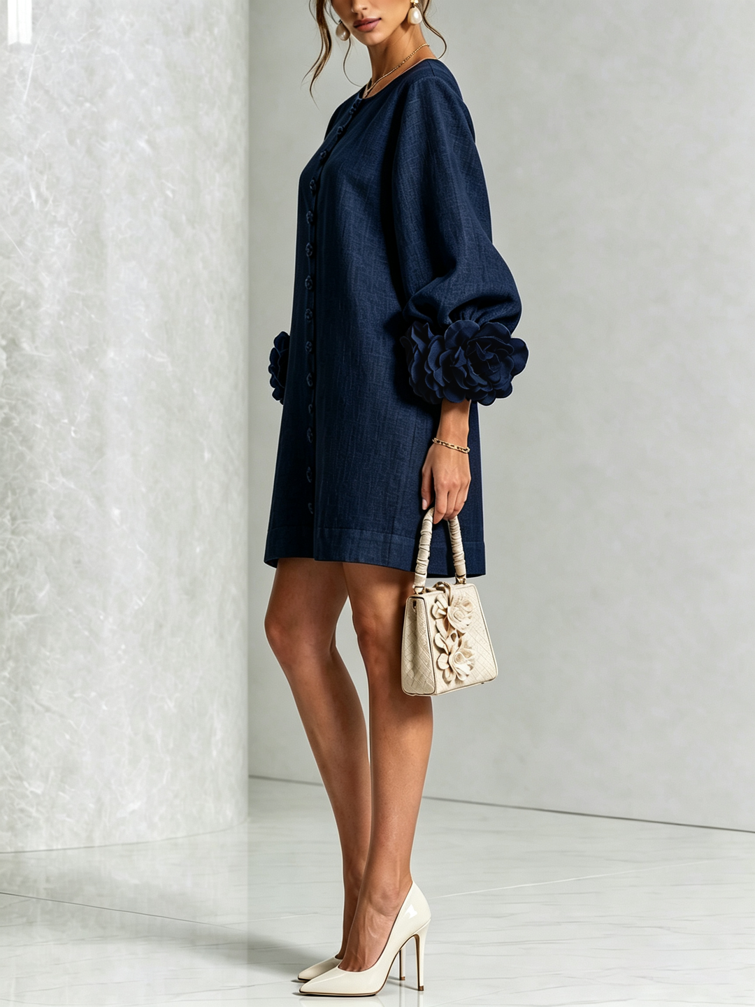 Elovienne - Textured Linen Mini Dress