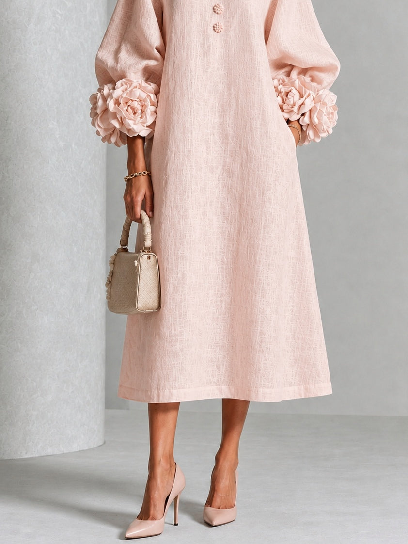 Estelora - Sculptural Floral Midi Dress
