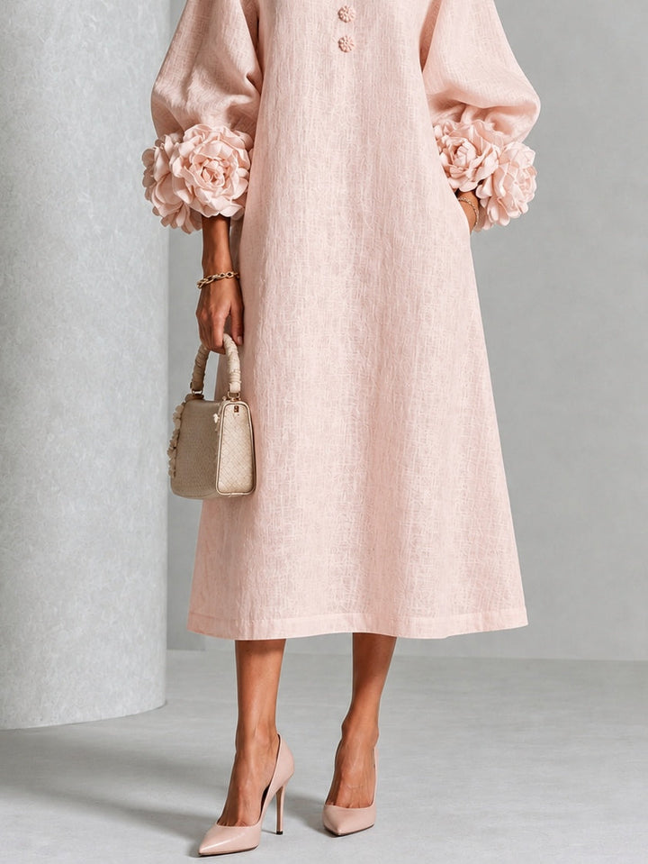 Estelora - Sculptural Floral Midi Dress
