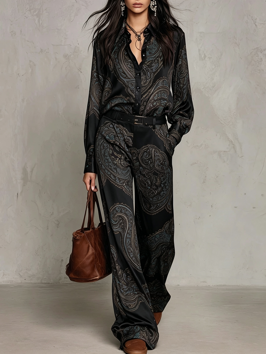 Jessamira - Silky Paisley Two-Piece Set
