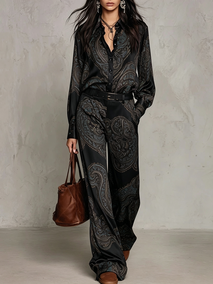 Jessamira - Silky Paisley Two-Piece Set