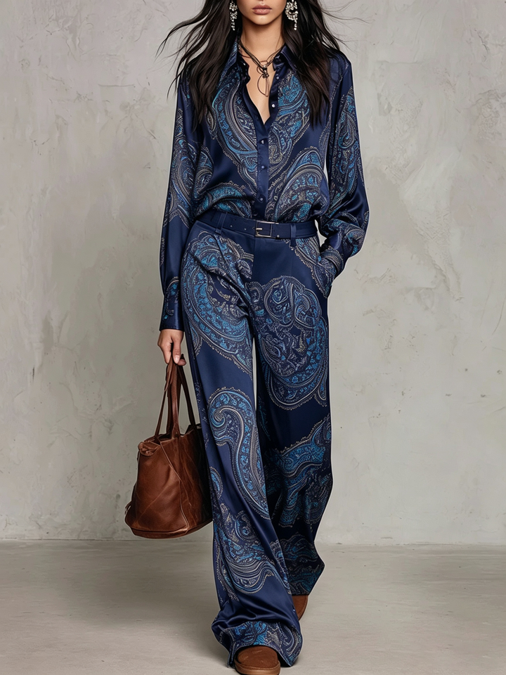 Jessamira - Silky Paisley Two-Piece Set