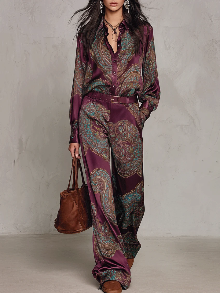 Jessamira - Silky Paisley Two-Piece Set