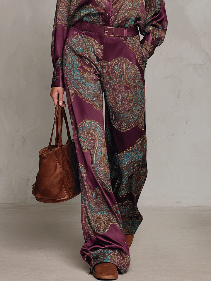 Jessamira - Silky Paisley Two-Piece Set
