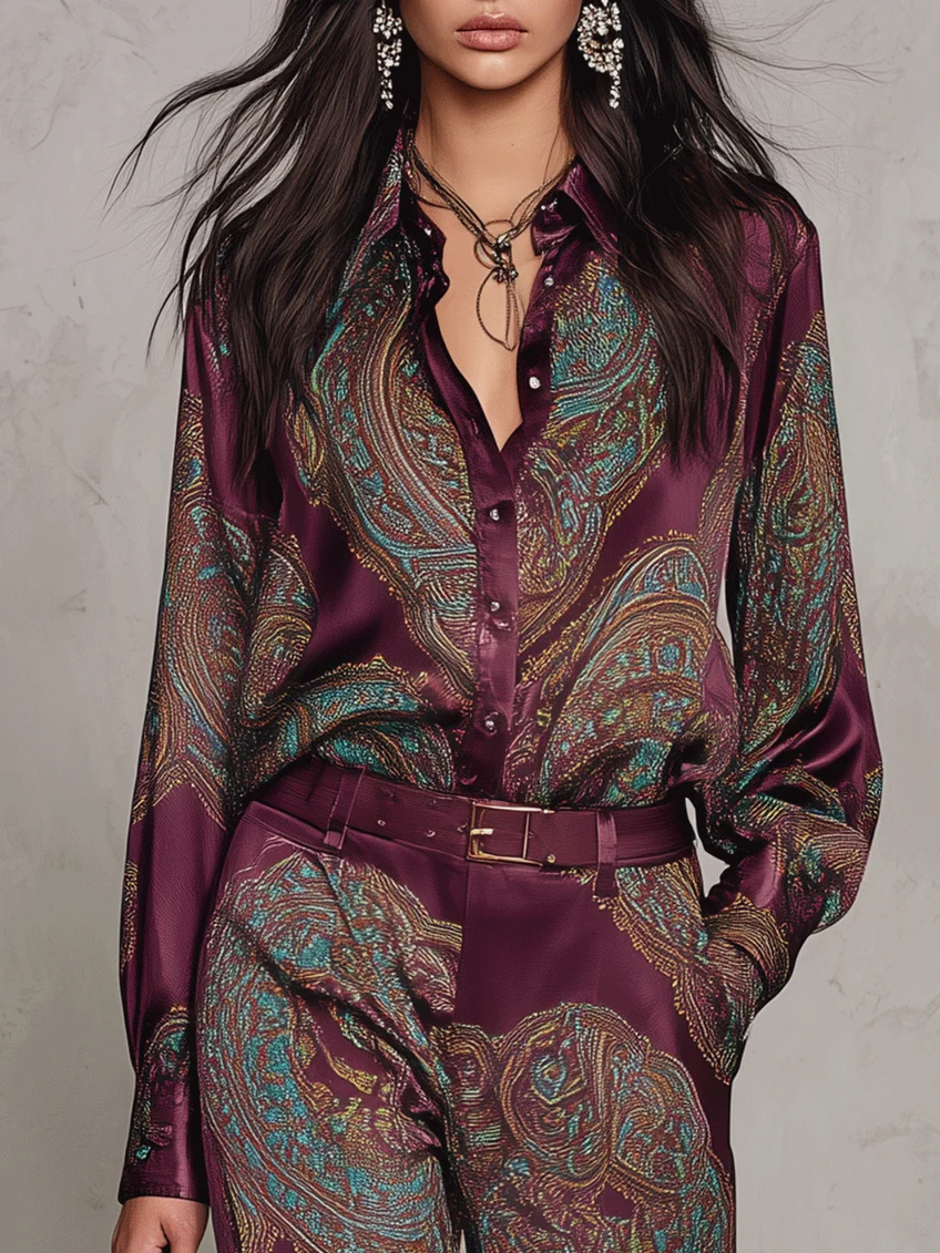 Jessamira - Silky Paisley Two-Piece Set