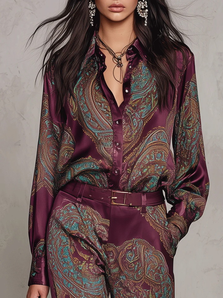 Jessamira - Silky Paisley Two-Piece Set