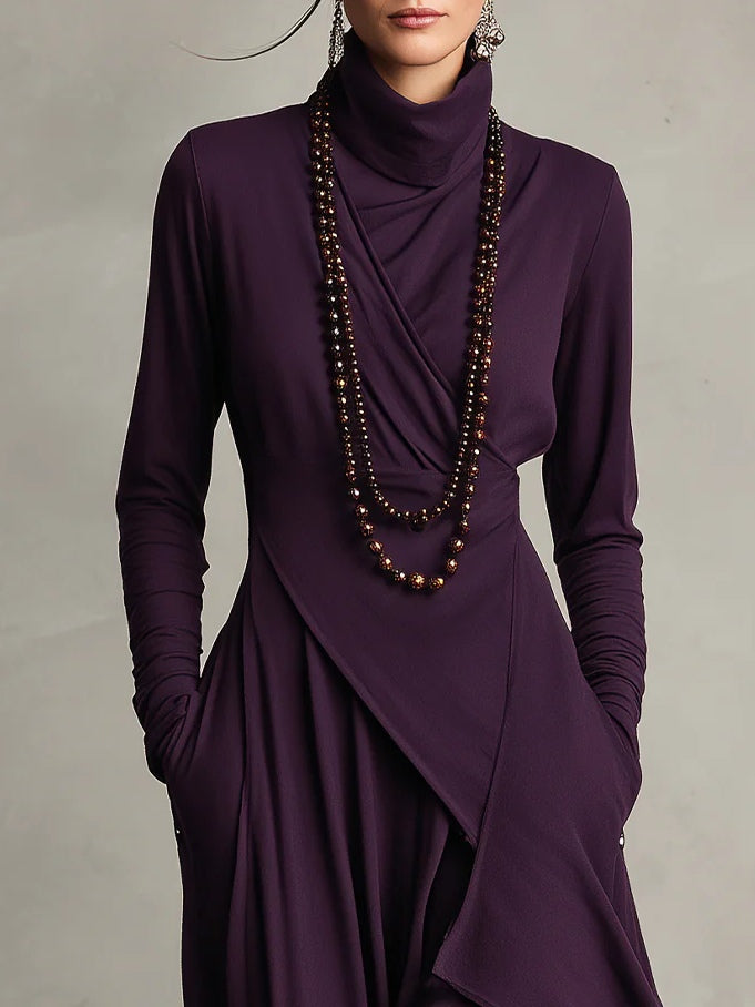 Celenora - Soft-Touch High-Collar Maxi Dress