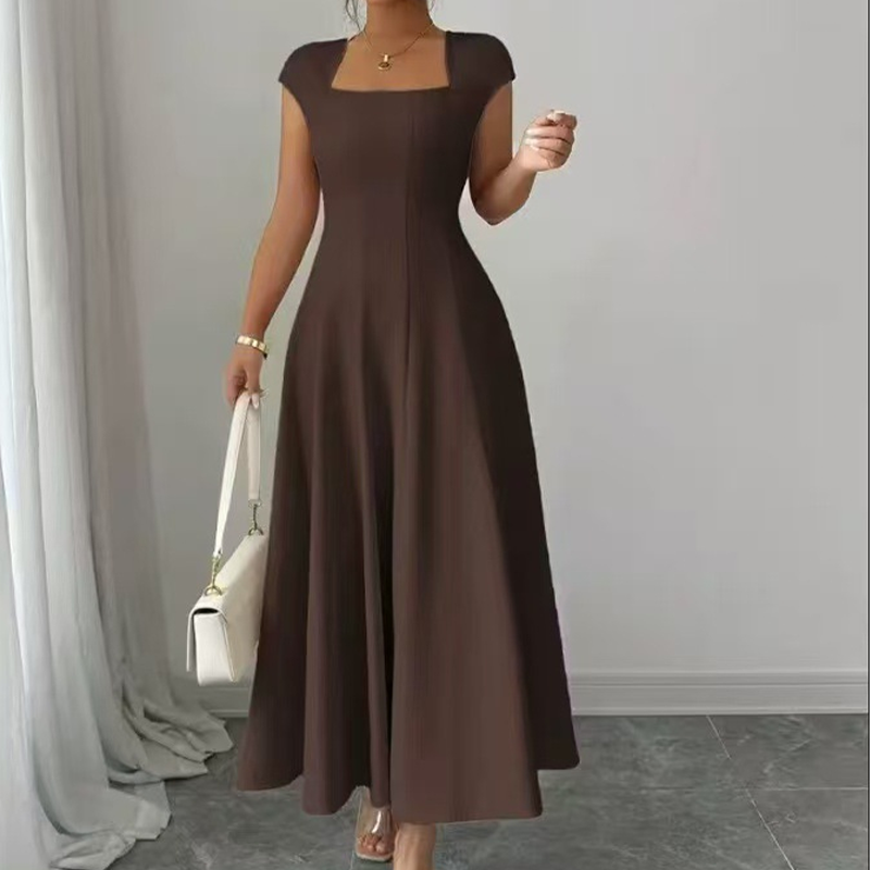 Ysolenne - Soft-Touch Square-Neck Midi Dress