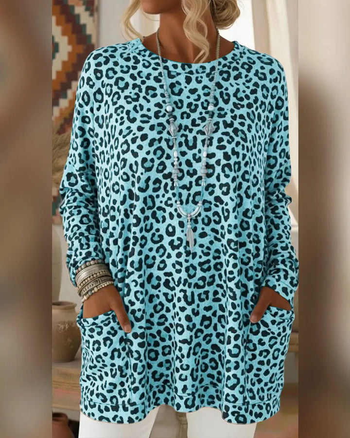 Primelia - Soft-Touch Leopard Long Sleeve Top