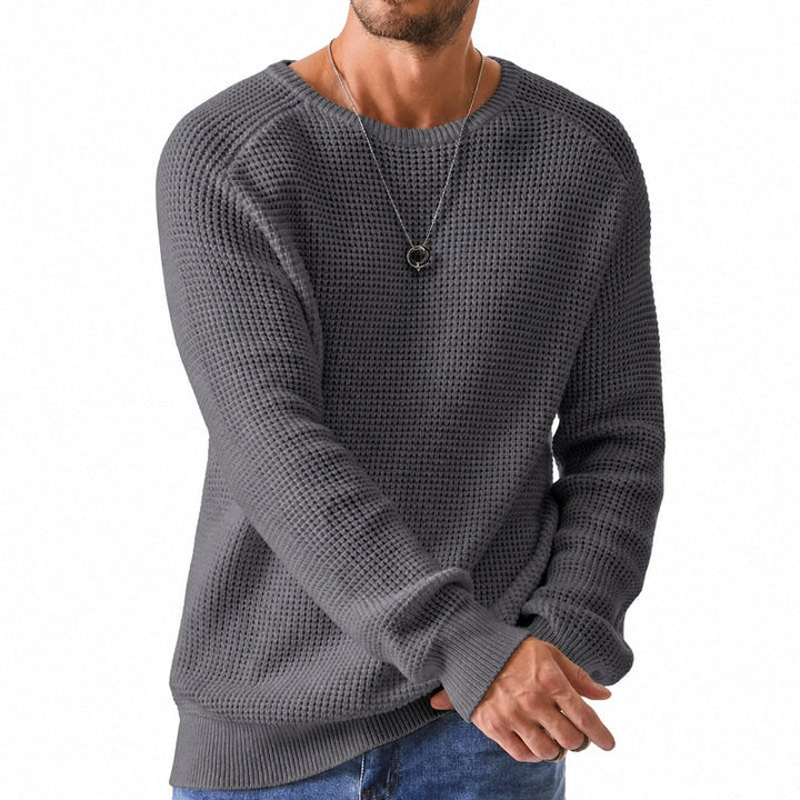 Isric - Textured Crew Neck Knit Sweater