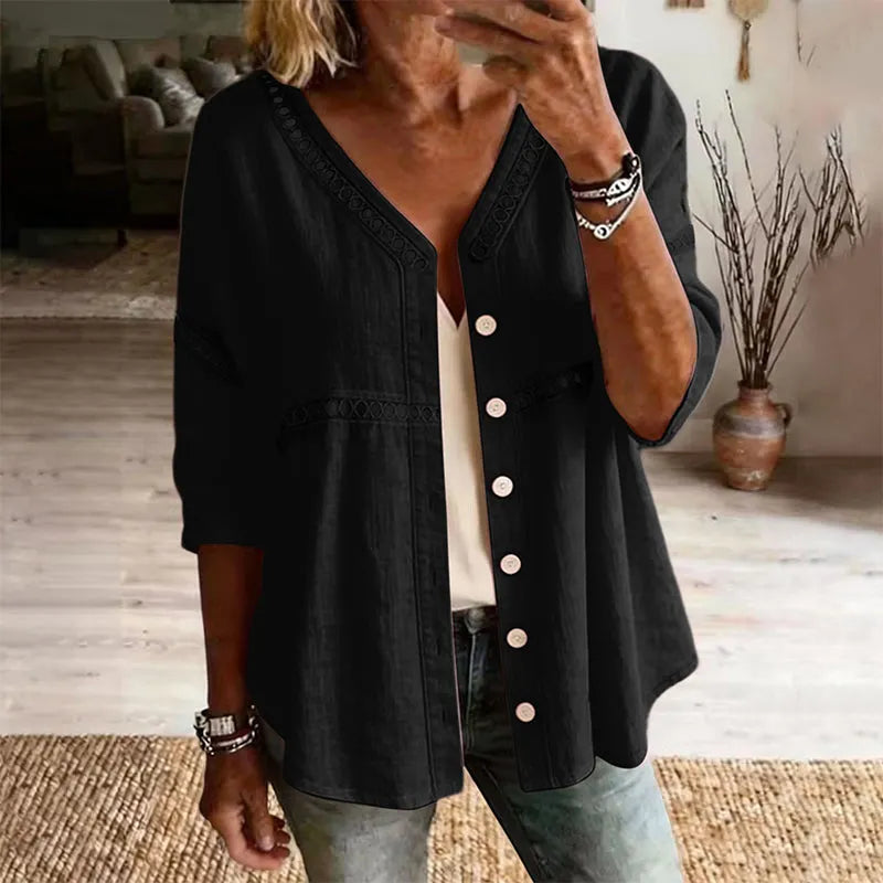 Ardena - Embroidered Button Front Blouse