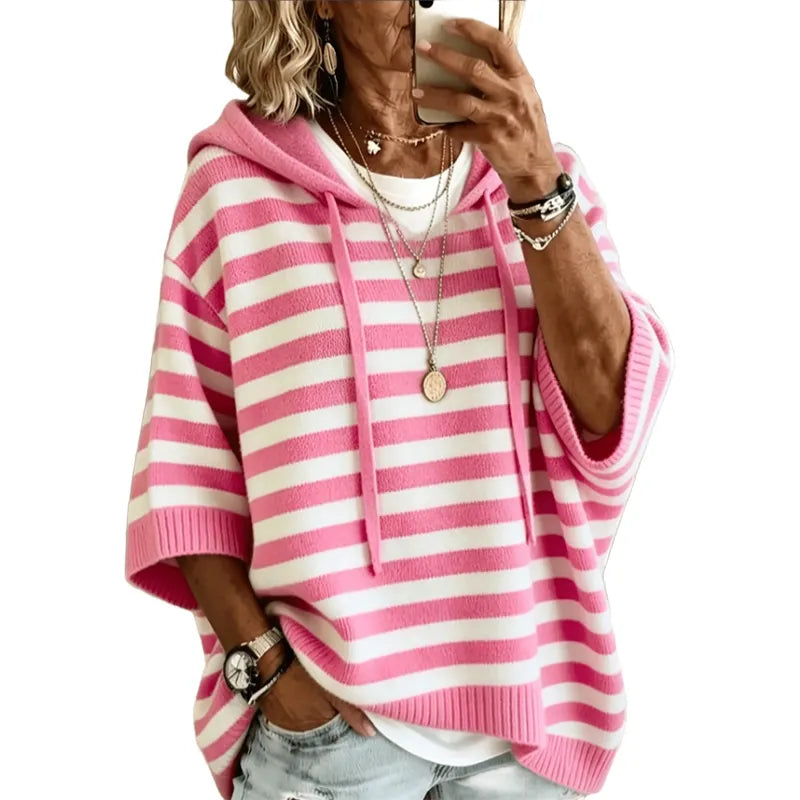 Leontine - Striped Hooded Knit Sweater