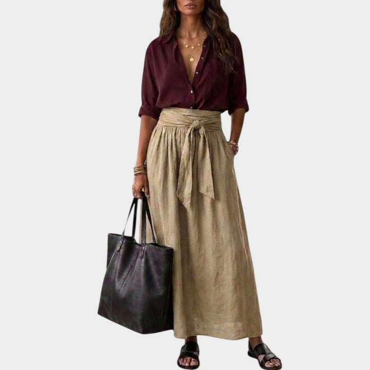 Salome - Relaxed-Fit Blouse & Midi Skirt Set