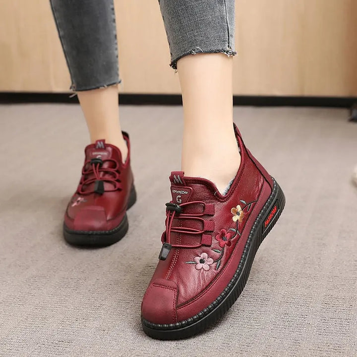 Verisse - Floral Embroidered Comfort Ankle Shoes