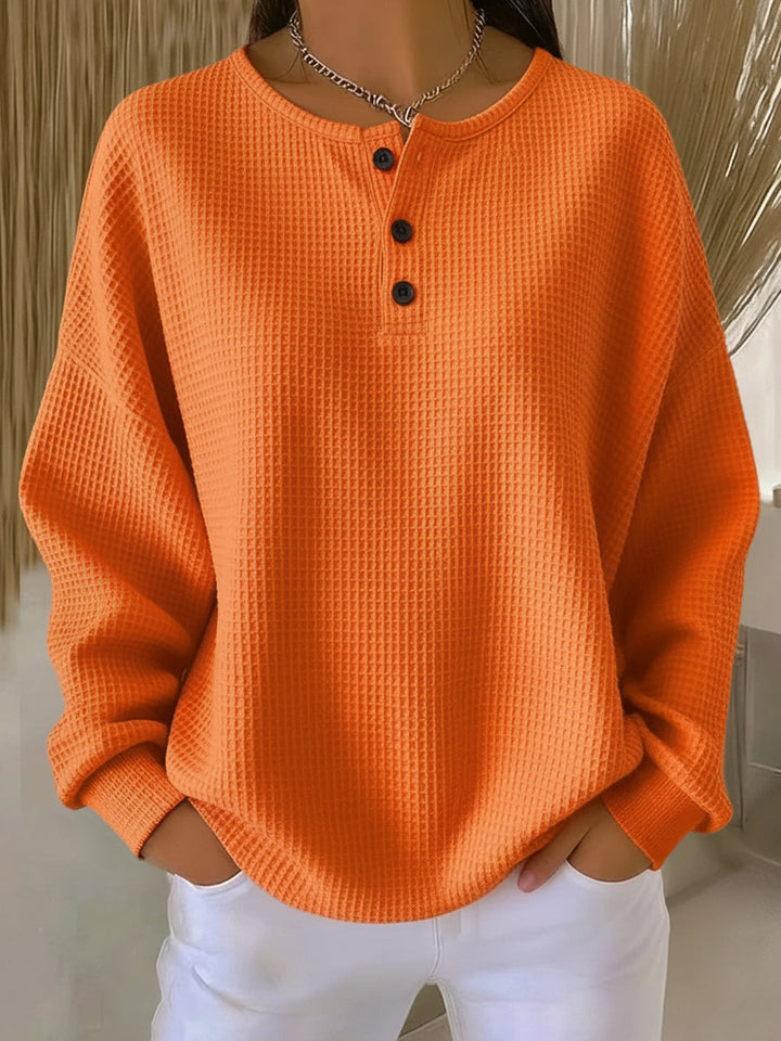 Carabelle - Textured Henley Sweatshirt