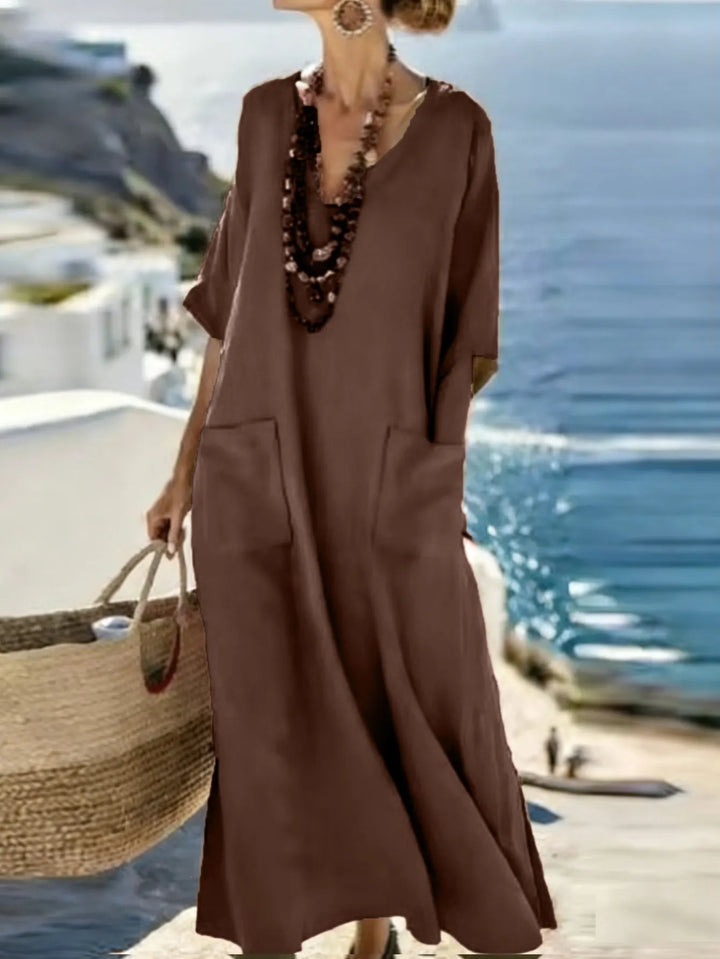 Serenelle - Soft-Touch Printed V-Neck Maxi Dress