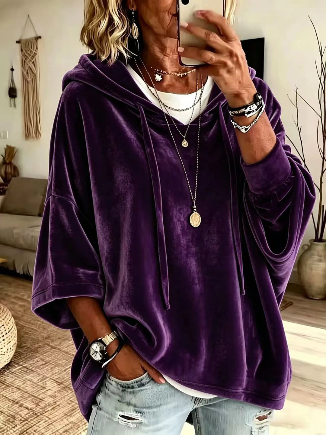 Fayelisse - Relaxed Velvet Lounge Hoodie