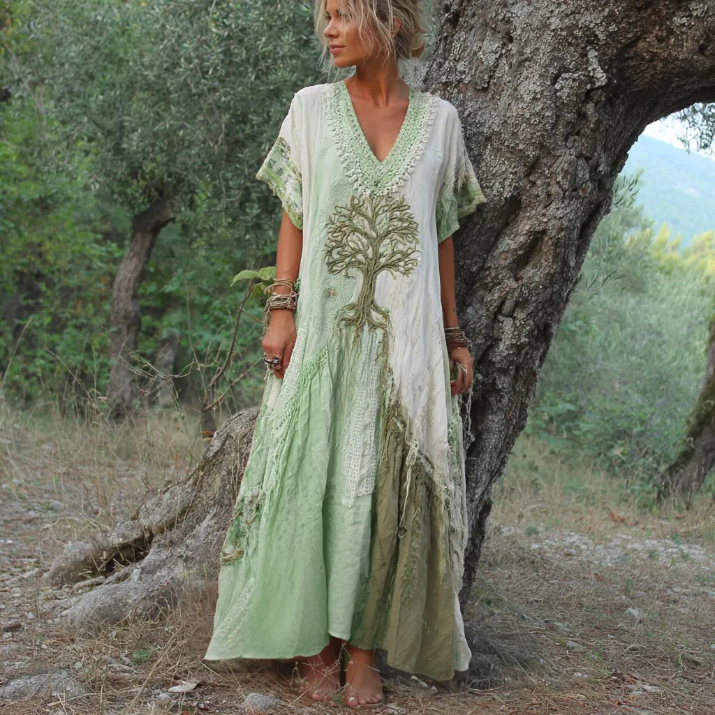 Carivienne - Vintage Tree Print Maxi Dress