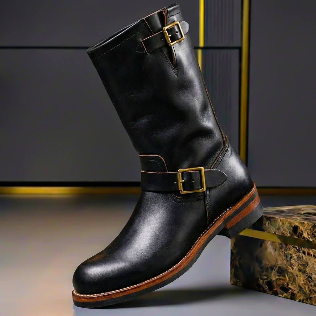 Gideon - Vintage Buckle Leather Boots