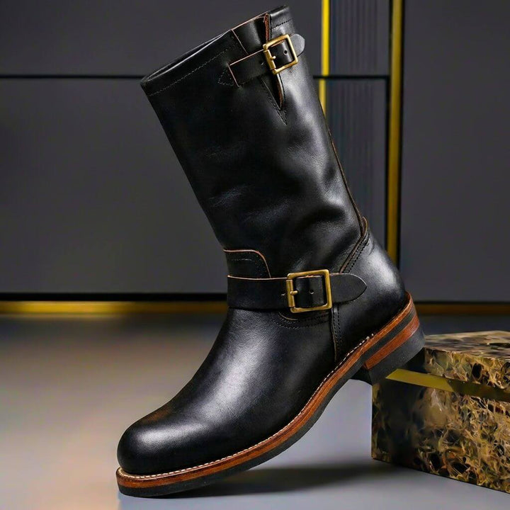 Gideon - Vintage Buckle Leather Boots