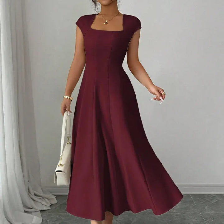 Ysolenne - Soft-Touch Square-Neck Midi Dress