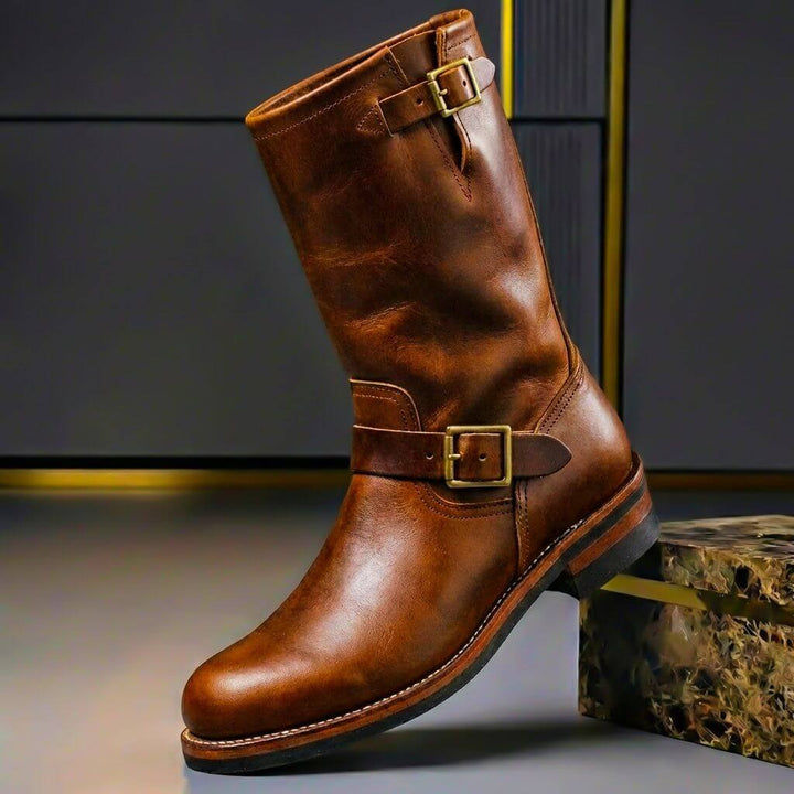 Gideon - Vintage Buckle Leather Boots