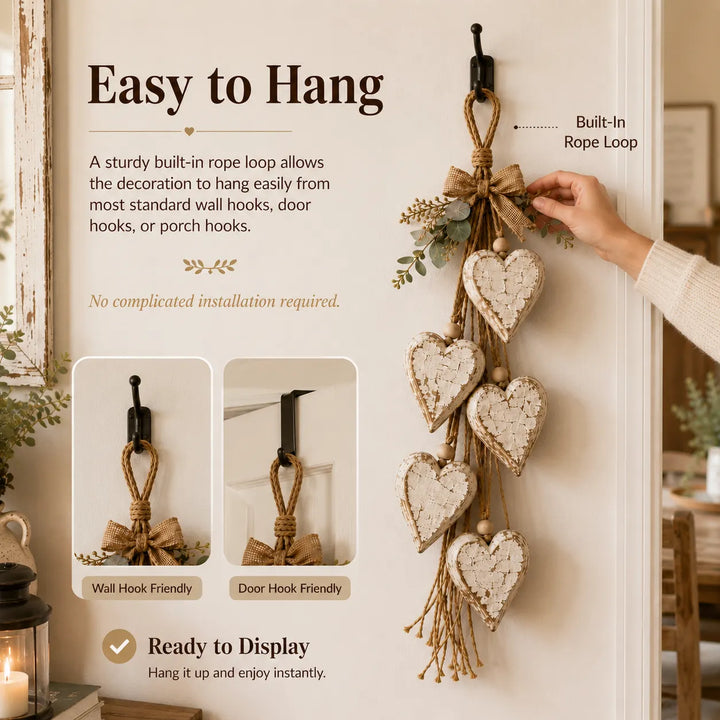 Alinora - Distressed Heart Tassel Wall Accent