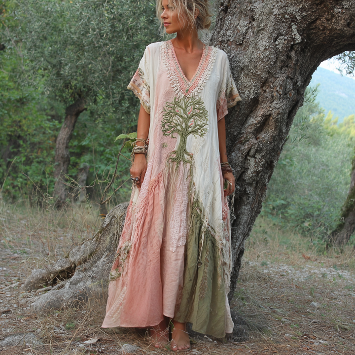 Carivienne - Vintage Tree Print Maxi Dress