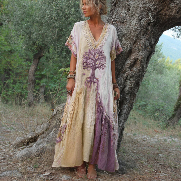 Carivienne - Vintage Tree Print Maxi Dress