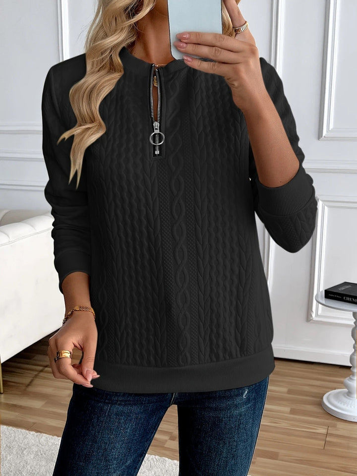 Darla - Textured Zip Sweater