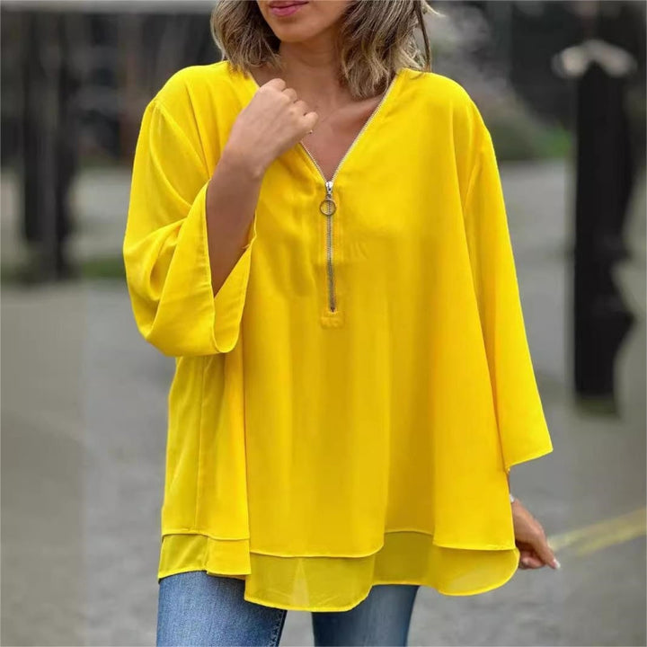 Brinavelle - Flowy Chiffon Tunic Blouse