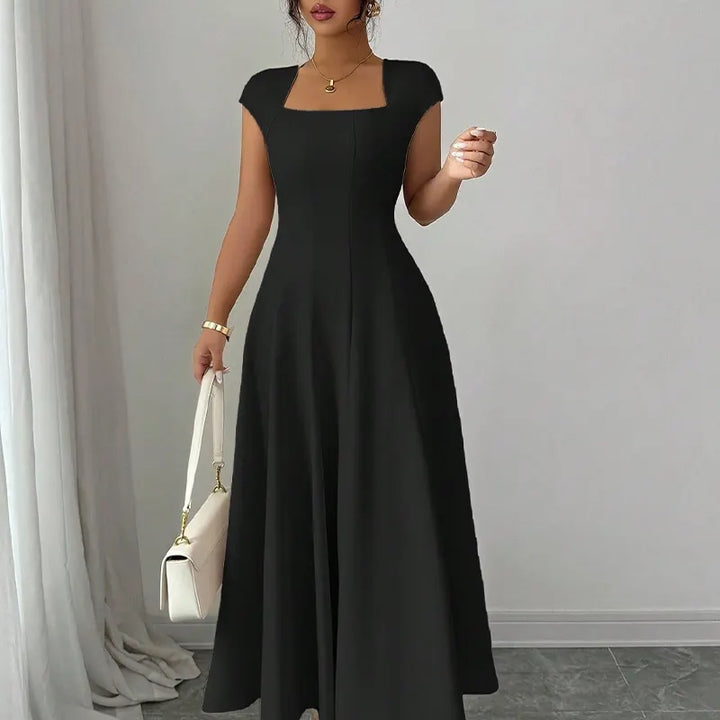 Ysolenne - Soft-Touch Square-Neck Midi Dress
