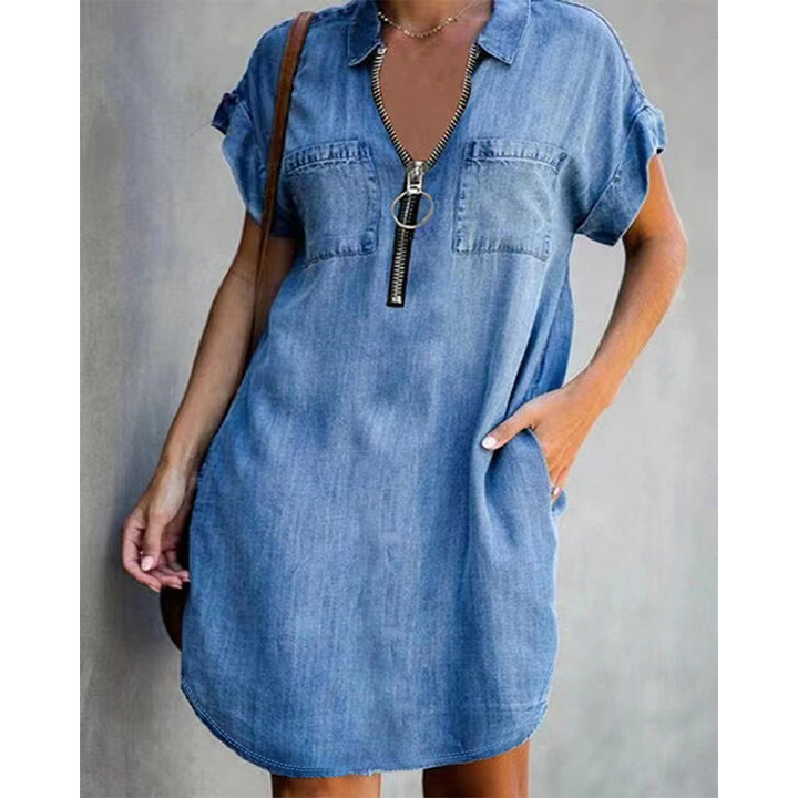 Genevalle - Casual Chambray Pocket Dress